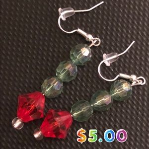 Green and red earrings